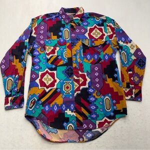 Frontier Series Southwest Pattern Button DownLong Sleeve Shirt